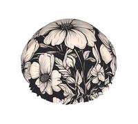 Cuffia da doccia da donna con fiori rosa chiaro, impermeabile, riutilizzabile, con cordino elastico lavabile, adatta per capelli lunghi e trecce, ideale per la doccia.