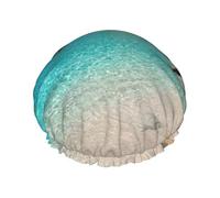 Cuffia da doccia da donna, con pietre blu, mare, oceano, alba, montagna, cuffie da bagno elastiche e riutilizzabili, cuffia da doccia a doppio strato impermeabile, cuffie da doccia