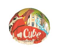 Cuffia da doccia da donna, con scritta "Smiling Lady On Classic Car Palms", cuffie da bagno elastiche e riutilizzabili, cuffia da doccia a doppio strato impermeabile, cuffie da doccia