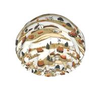 Cuffia da doccia da donna, con stampa di paesaggi rurali, riutilizzabili, a doppio strato, con fascia elastica, per capelli lunghi