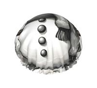 Cuffia da doccia da donna, con stampa di pupazzo di neve, a doppio strato, elastica, per casa, spa, hotel e parrucchiere