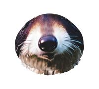 Cuffia da doccia da donna, con stampa di un piccolo procione, cuffia da bagno riutilizzabile, cuffia da doccia traspirante, cuffia da doccia con regolabile