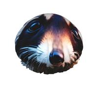 Cuffia da doccia da donna, con stampa di un piccolo procione, cuffia da bagno riutilizzabile, cuffia da doccia traspirante, cuffia da doccia con regolabile