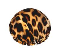 Cuffia da doccia da donna con stampa leopardata, leggera, riutilizzabile, morbida, impermeabile, a prova di perdite.