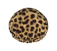 Cuffia da doccia da donna con stampa leopardata, leggera, riutilizzabile, morbida, impermeabile, a prova di perdite.