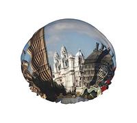 Cuffia da doccia da donna con stampa London Big Ben, impermeabile, riutilizzabile, con fascia elastica per tutta la protezione dei capelli, cappello da doccia