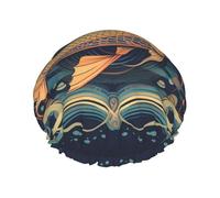 Cuffia da doccia da donna Heads Up Fish a doppio strato, riutilizzabile, design di grandi dimensioni adatto a tutte le lunghezze dei capelli, adatta per ragazze, spa e uso domestico.