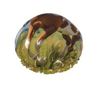 Cuffia da doccia da donna Horses on the Prairie, impermeabile, riutilizzabile, con cordino elastico lavabile, adatta per capelli lunghi e trecce, ideale per la doccia.