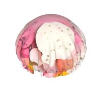 Cuffia da doccia da donna in carta a frammenti di colore, impermeabile, riutilizzabile, con cordino elastico lavabile, adatta per capelli lunghi e trecce, ideale per la doccia.