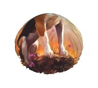 Cuffia da doccia da donna Nerdy Beagle a doppio strato, riutilizzabile, design di grandi dimensioni adatto a tutte le lunghezze dei capelli, adatto per ragazze, spa e salone domestico.