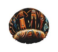 Cuffia da doccia da donna Primitive Totem a doppio strato, riutilizzabile, design di grandi dimensioni adatto a tutte le lunghezze dei capelli, adatto per ragazze, spa e uso domestico.