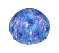 Cuffia da doccia da donna, riutilizzabile, con doppia stampa di tartarughe marine da sogno, per doccia, con corda elastica e fodera in PEVA