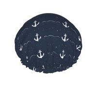 Cuffia da doccia da donna, riutilizzabile, con stampa spray bianca, a doppio strato, con fodera in PEVA e corda elastica