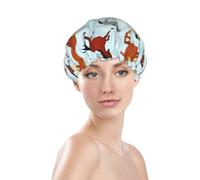 Cuffia da doccia da donna, riutilizzabile e impermeabile, a doppio strato, con fascia elastica per capelli lunghi, rustica e carina in crine di cavallo