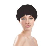 Cuffia da doccia da donna, riutilizzabile, impermeabile, a doppio strato, con fascia elastica per capelli lunghi, scheletro di geisha con fiori, cuffia per capelli per doccia