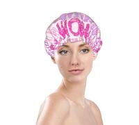 Cuffia da doccia da donna, riutilizzabile, impermeabile, a doppio strato, fascia elastica per capelli lunghi, cuffia da bagno Best Mom ever per la doccia