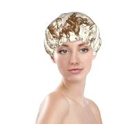 Cuffia da doccia da donna, riutilizzabile, impermeabile, a doppio strato, fascia elastica per capelli lunghi, cowboy del deserto occidentale, 1 cuffia per capelli per doccia