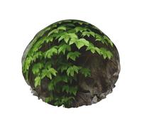 Cuffia da doccia da parete con pianta sulla pietra per le donne riutilizzabile a doppio strato cuffia da bagno tappi per capelli fascia elastica impermeabile da donna spa salone doccia cappelli per