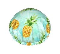 Cuffia da doccia da uomo con ananas verde, riutilizzabile, impermeabile, lunga e spessa, per la cura dei capelli, corta, per bambini