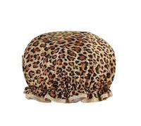 Cuffia da doccia doppia impermeabile: per proteggere i capelli durante lo shampoo, il bagno e il trucco(Leopard print)
