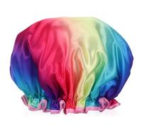 Cuffia da Doccia Doppio Strato Taglia Grande in Raso | Peva e Raso, Elastica e Confortevole, Adatta a Molte Misure del Capo, Stile Arcobaleno