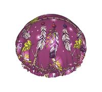 Cuffia da doccia Dream Catcher Cuffia riutilizzabile per capelli lunghi da donna con fascia elastica Cappello da doccia a doppio strato per adulti Bambini