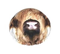 Cuffia da doccia elastica impermeabile a doppio strato con ritratto di mucca delle Highlands, cuffia da bagno riutilizzabile