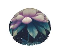 Cuffia da doccia floreale con fiore di loto magico per le donne riutilizzabile a doppio strato cuffia da bagno tappi per capelli fascia elastica impermeabile da donna spa salone doccia cappelli per