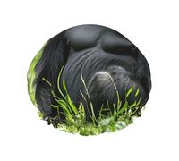 Cuffia da doccia Gorilla in the Grass per donne e uomini, regolabile, riutilizzabile, a doppio strato, impermeabile, fodera in EVA, fascia elastica per capelli per tutte le lunghezze