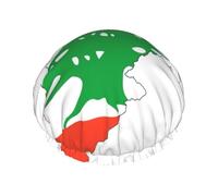 Cuffia da doccia grande con stampa della mappa della bandiera del Libano, protezione per capelli a doppio strato per la cura del viso, fascia riutilizzabile per capelli