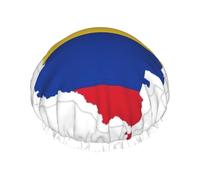 Cuffia da doccia grande stampata con mappa della bandiera della Colombia, protezione per capelli a doppio strato per la cura del viso, involucro riutilizzabile per capelli