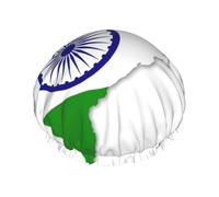 Cuffia da doccia grande stampata con mappa della bandiera dell'India, protezione per capelli a doppio strato per la cura del viso, involucro riutilizzabile per capelli