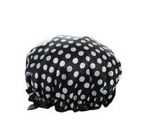 Cuffia da doccia impermeabile a doppio strato alla moda - Accessorio da bagno essenziale per la cura dei capelli(Black)