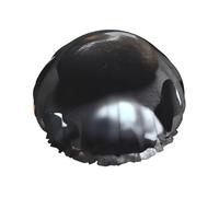 Cuffia da doccia impermeabile a doppio strato con pietra misteriosa nera a forma di cuore - con fodera in PEVA cappello protettivo per capelli per spa e prodotti per la pulizia