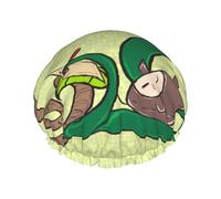 Cuffia da doccia impermeabile a doppio strato con semi di girasole e lombrichi, con fodera in PEVA, cappello protettivo per capelli per spa e prodotti per la pulizia