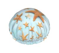 Cuffia da doccia impermeabile a doppio strato con stampa estiva 3D per donne e uomini, riutilizzabile, con fascia elastica