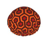 Cuffia da doccia impermeabile a doppio strato con stampa Shining Overlook, unisex, riutilizzabile, con fascia elastica