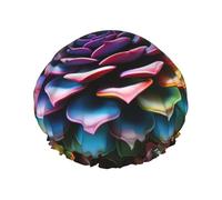 Cuffia da doccia impermeabile a doppio strato con stampa succulenta colorata per donne e uomini riutilizzabili per capelli da bagno fascia elastica