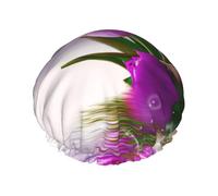 Cuffia da doccia impermeabile a doppio strato con tulipano viola multi-scena e multiuso, adatta per adulti, bambini, uomini e donne.