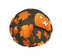 Cuffia da doccia impermeabile a doppio strato da donna, con vestibilità sicura antiscivolo, facile manutenzione e riutilizzabile convenienza Happy Thanksgiving Day Pumpkin