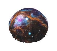 Cuffia da doccia impermeabile a doppio strato da donna, protezione portatile per capelli lunghi, accessorio da bagno versatile Universo Galaxy Space