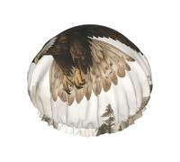 Cuffia da doccia impermeabile a doppio strato Ink Soaring Eagle, cappello con elastico riutilizzabile
