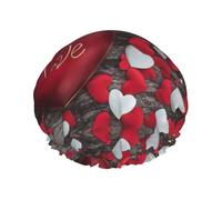 Cuffia da doccia impermeabile a doppio strato multiuso per San Valentino e spa, adatta per adulti, bambini, uomini e donne.