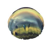 Cuffia da doccia impermeabile a doppio strato - UFO atterraggio elastico riutilizzabile cuffia da doccia protezione capelli cappello per donne e uomini