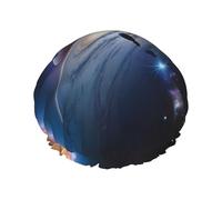 Cuffia da doccia impermeabile a doppio strato - Un affascinante universo elastico riutilizzabile cuffia da doccia protezione per capelli per donne e uomini