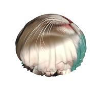 Cuffia da doccia impermeabile a doppio strato - Un gatto curioso elastico riutilizzabile cuffia da doccia protezione per capelli per donne e uomini