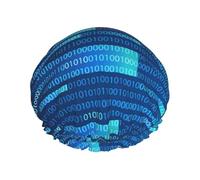 Cuffia da doccia impermeabile con elastico, cuffia da doccia riutilizzabile a doppio strato per donna,Programmatore Codice Blu