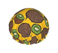 Cuffia da doccia impermeabile con elastico, cuffia da doccia riutilizzabile a doppio strato per donna,Festa del Kiwi