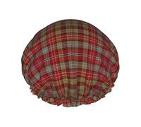 Cuffia da doccia impermeabile con elastico, cuffia da doccia riutilizzabile a doppio strato per donna,Clan scozzese Ogilvie Ogilvy Tartan