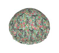 Cuffia da doccia impermeabile con elastico, cuffia da doccia riutilizzabile a doppio strato per donna,Razza di cane Irish Wolfhound Floral Mint